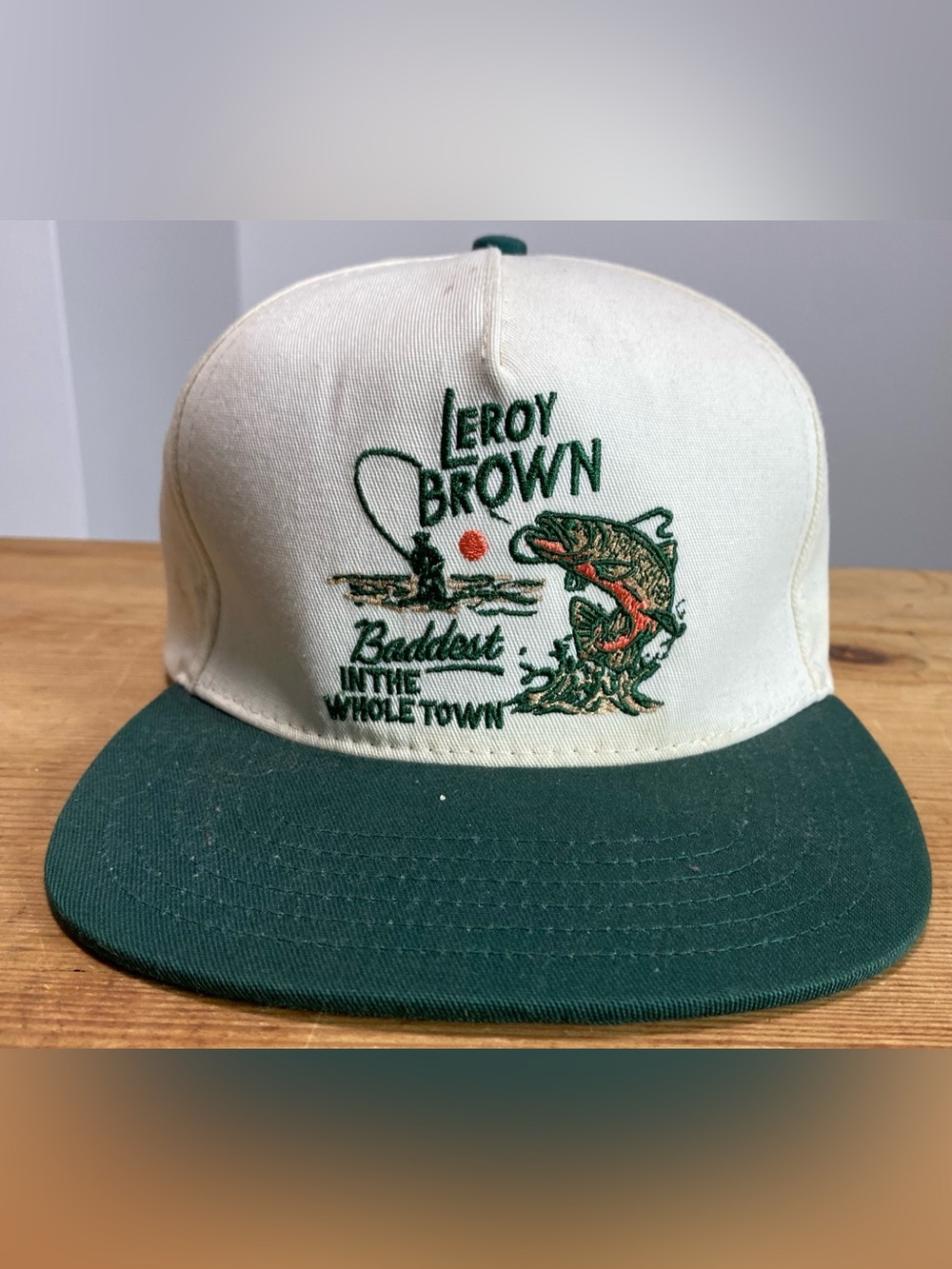 Sendero Provisions Co. Leroy Brown Snapback Hat White Green Fishing Trout Cap